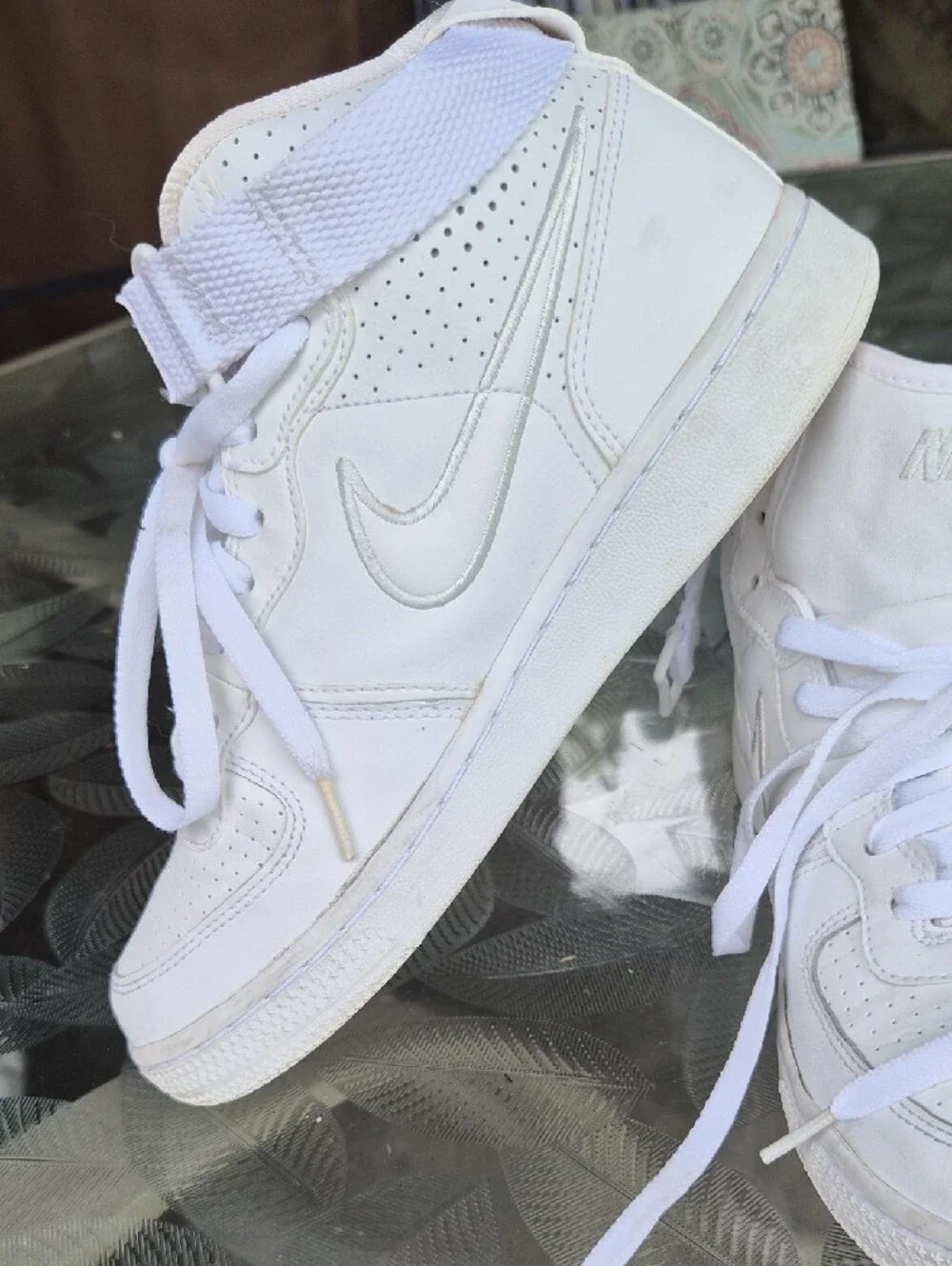 Nike White High-Top Sneakers with Ankle Strap